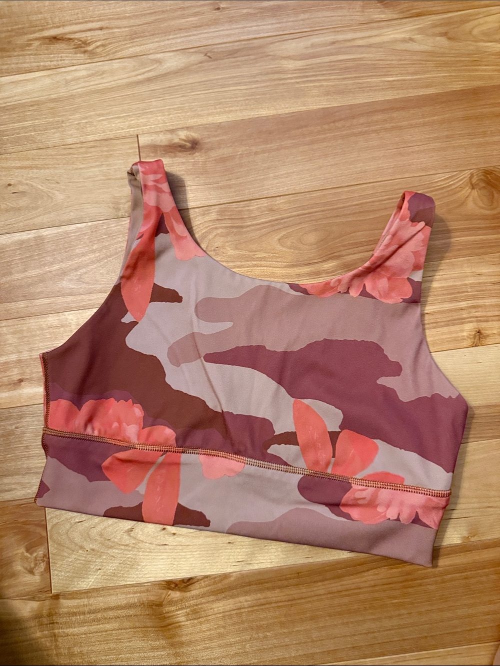 Floral Camo Sports Bra in Blush Pink & Coral